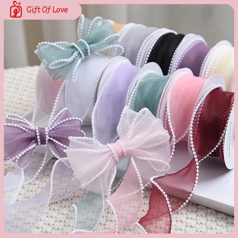 (5yards) 4cm Fishtail Yarn Ribbon High Quality Pearl Ribbon Bouquet ...