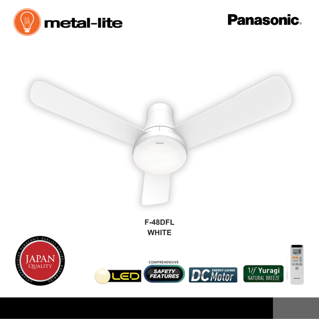 Panasonic Ceiling Fan F-48DFL Direct Current Motor 3Brightness mode ...