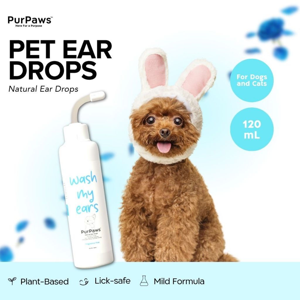 PurPaws Hypoallergenic Ear Cleaning Drops Ear Wash Anti-Ear Mites, Ear ...