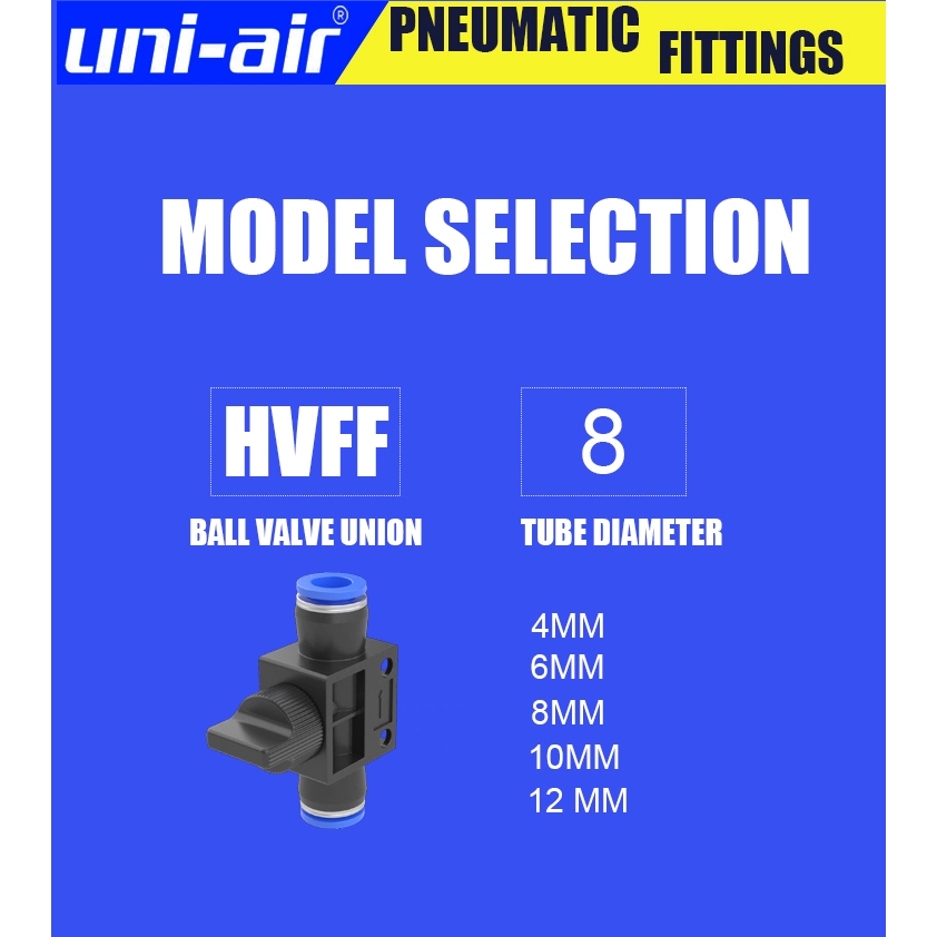 Uni-Air Pneumatic Union Ball Valve Hand Shut Off - Push In Connector ...