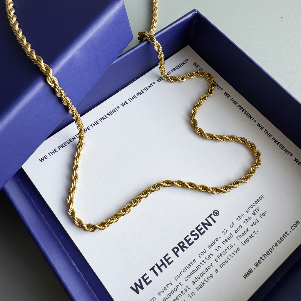 We The Present 18k Gold Coated Rope Chain Necklace | Shopee Philippines
