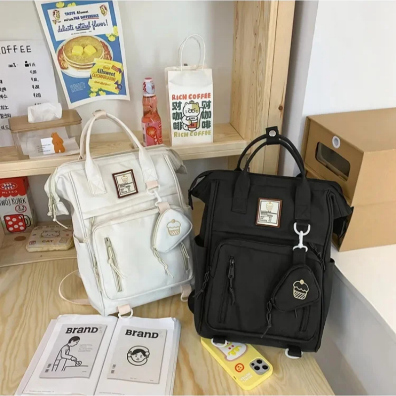 Waterproof Vintage College Backpack For Women - 14.9 Inch Laptop Compartment, Travel & Student Bag, Gray & Pink - View #5