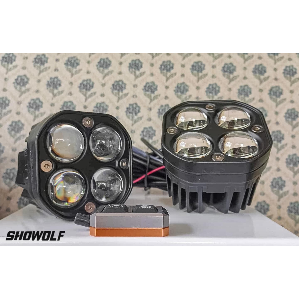 SHOWOLF T40 Motorcycle Auxiliary LED Lights, Dual color 80 watts ...