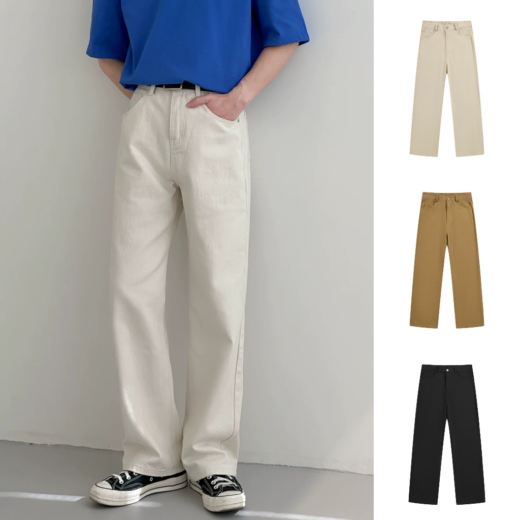 Mannered Straight Leg Denim Jeans for Men High Waist Loose Style Thin ...