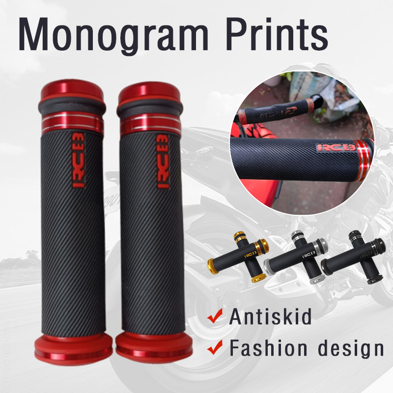 RCB Motorcycle Handle Grip Non-slip Rubber With Alloy Bar End Universal ...