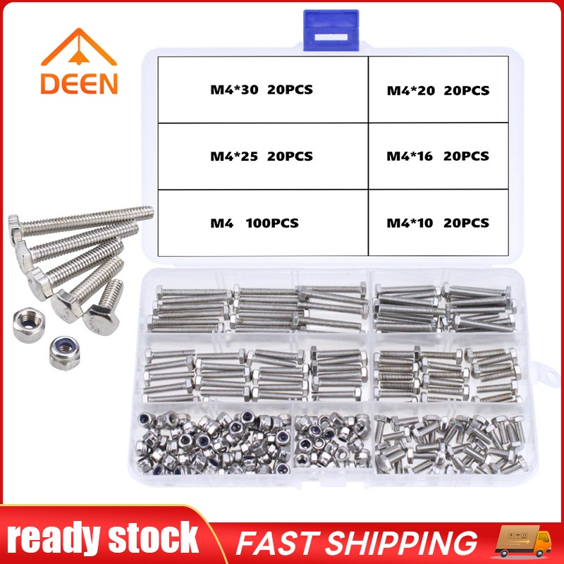 M4 M5 M6 Bolts Lock Nuts Assortment Kit, Heavy Duty 304 Stainless Steel