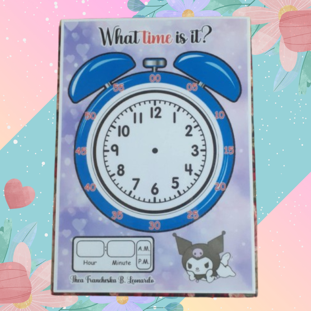 LAMINATED REUSABLE EDUCATIONAL CLOCK TELLING CHART FOR KIDS I A4 SIZE ...