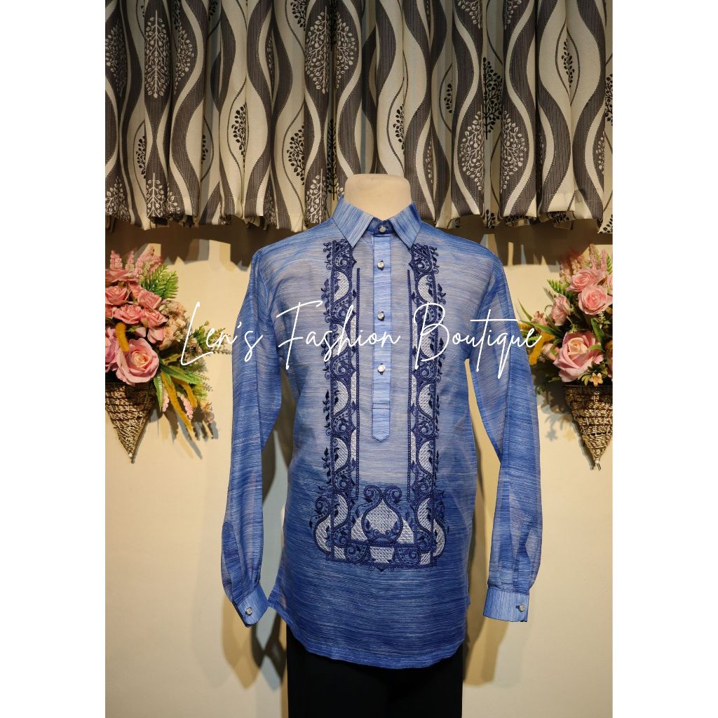 Modern Barong Pinya Venusha (BLUE) | Shopee Philippines