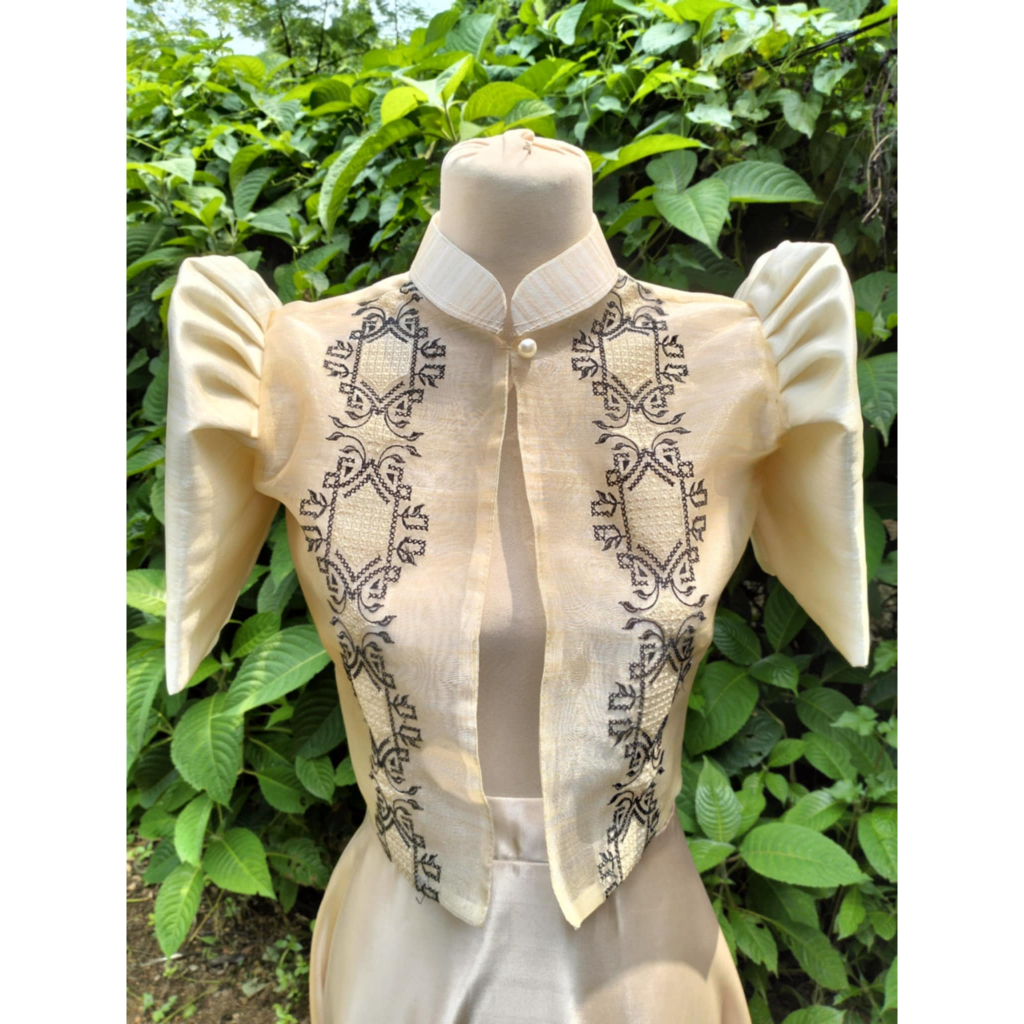 Bolero Piña Organza computer embroidered Chinese Collar (Bilog 1 ...