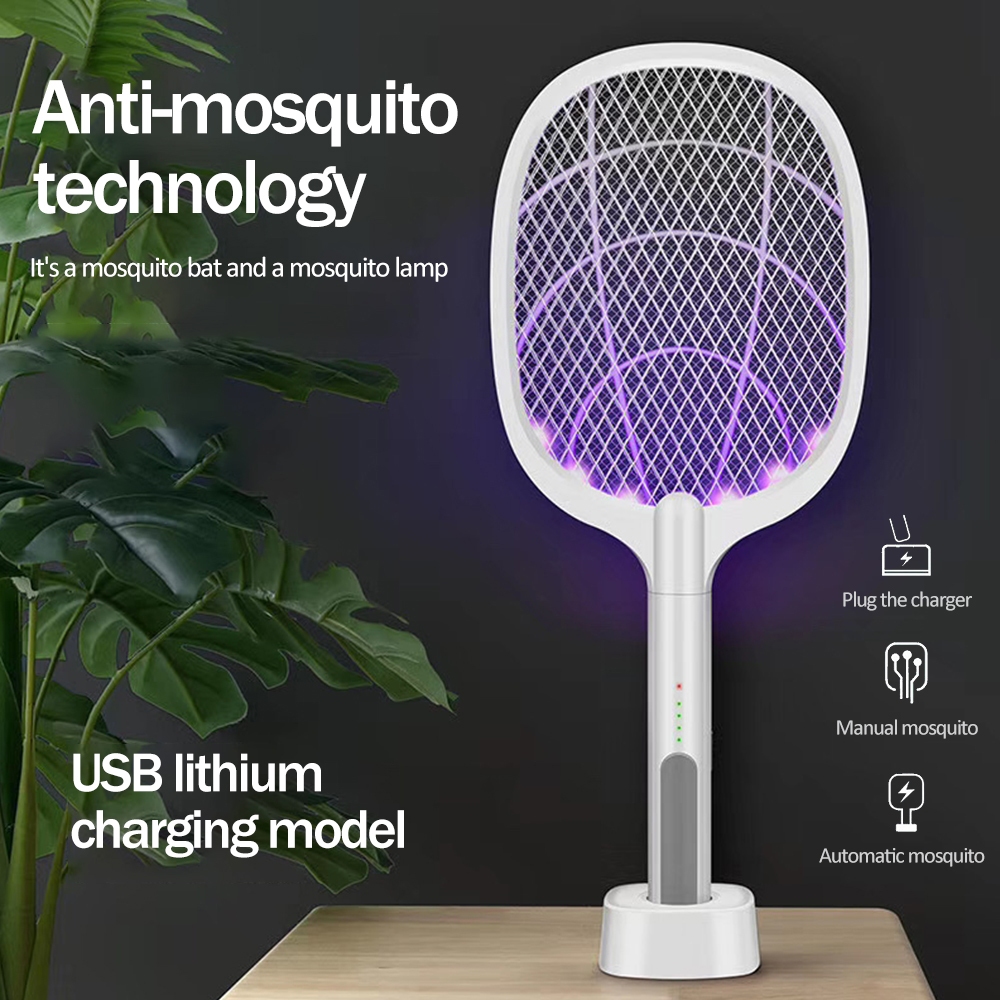 2IN1 Electric Mosquito Swatter Home Large Insecticide Racket Mosquito ...