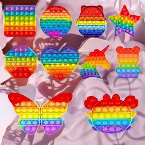 Pop It Fidget Toy Set Rainbow Push Pop Bubble, 4 Pièces - Dinosaure 13