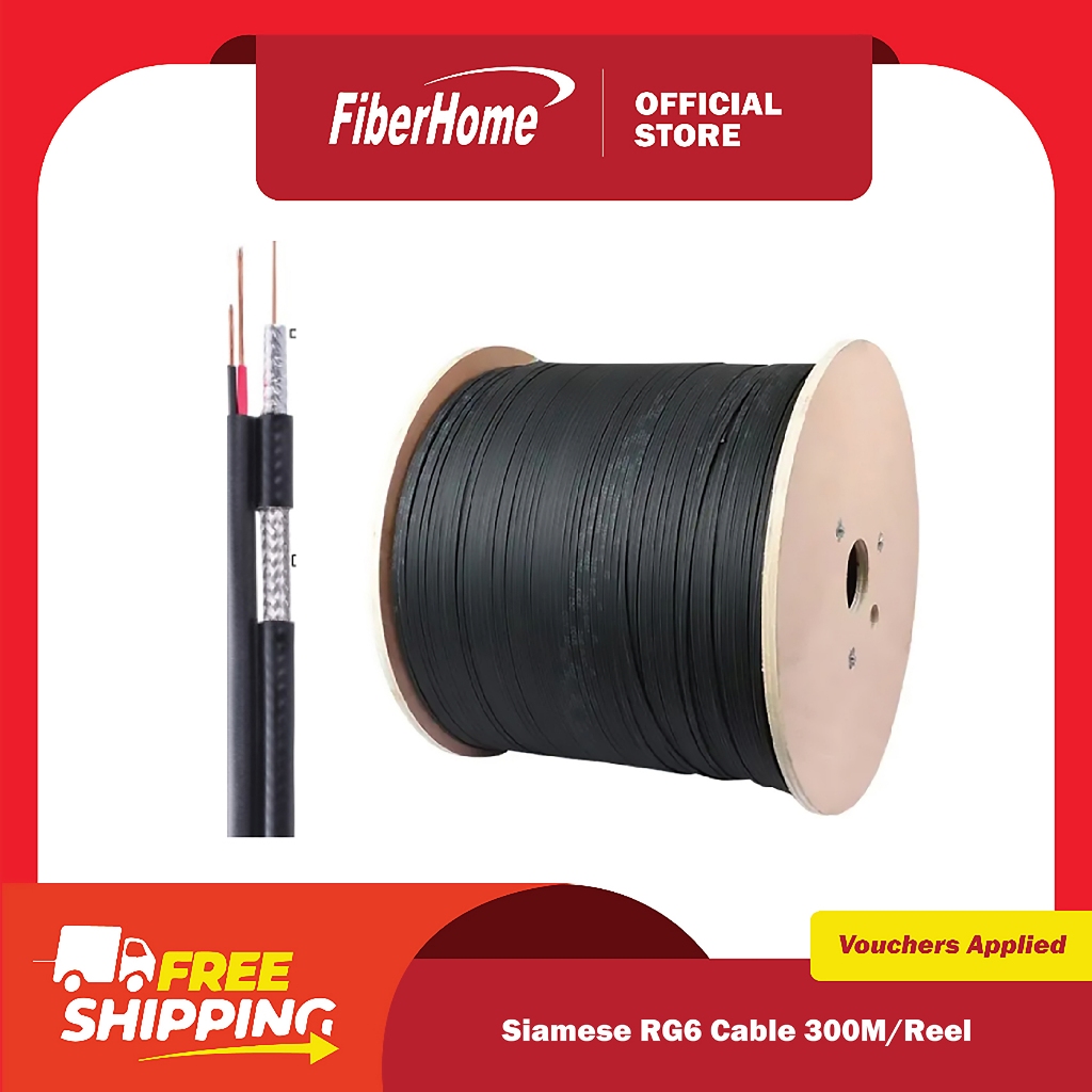 FIBERHOME RG6 SIAMESE CABLE / CCTV CABLE 300ME | Shopee Philippines