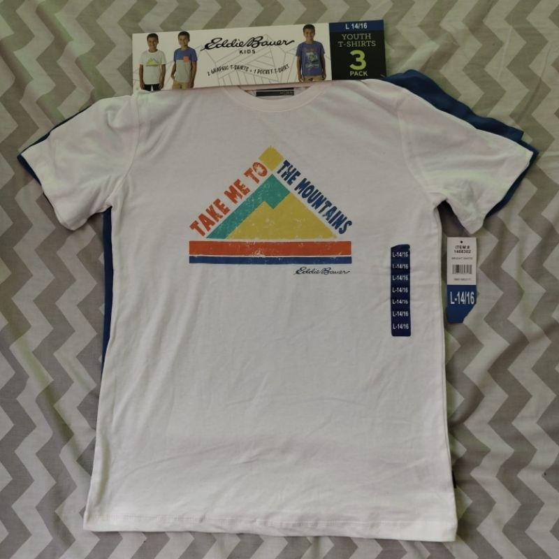 EDDIE BAUER YOUTH TSHIRTS 3PACK (WHITE) Shopee Philippines