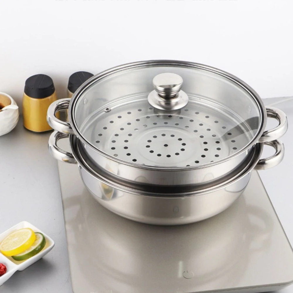 Stainless steel soup pot steamer thickened home gas stove universal ...