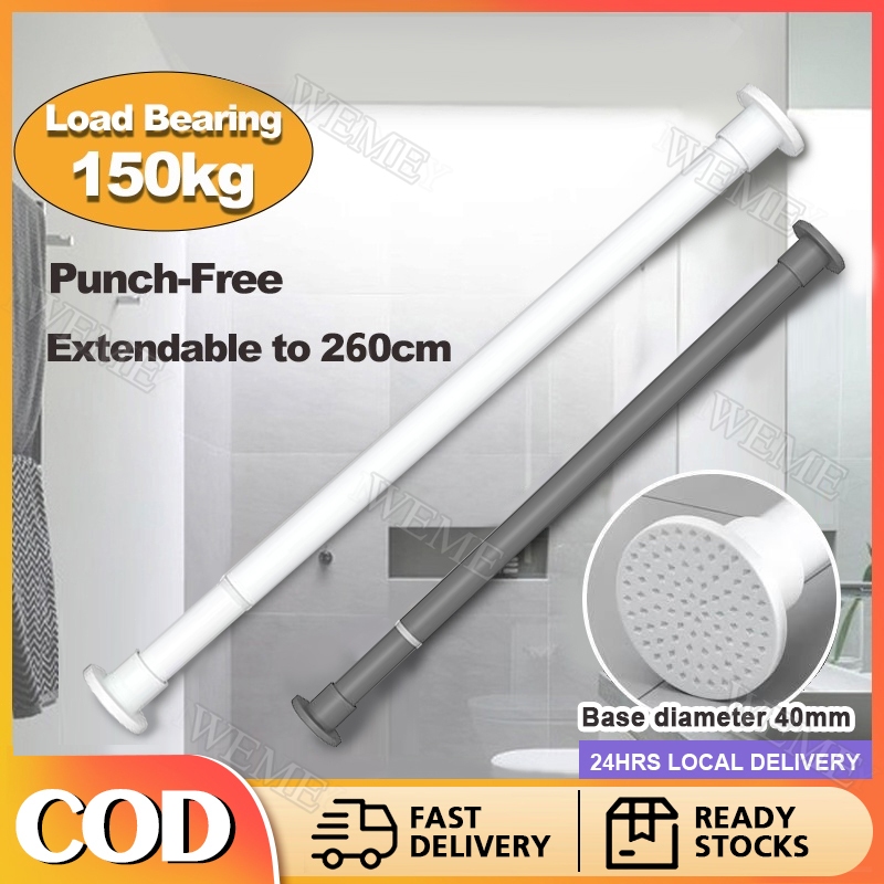 Punchfree Adjustable Shower Curtain Rod Strong Bearing