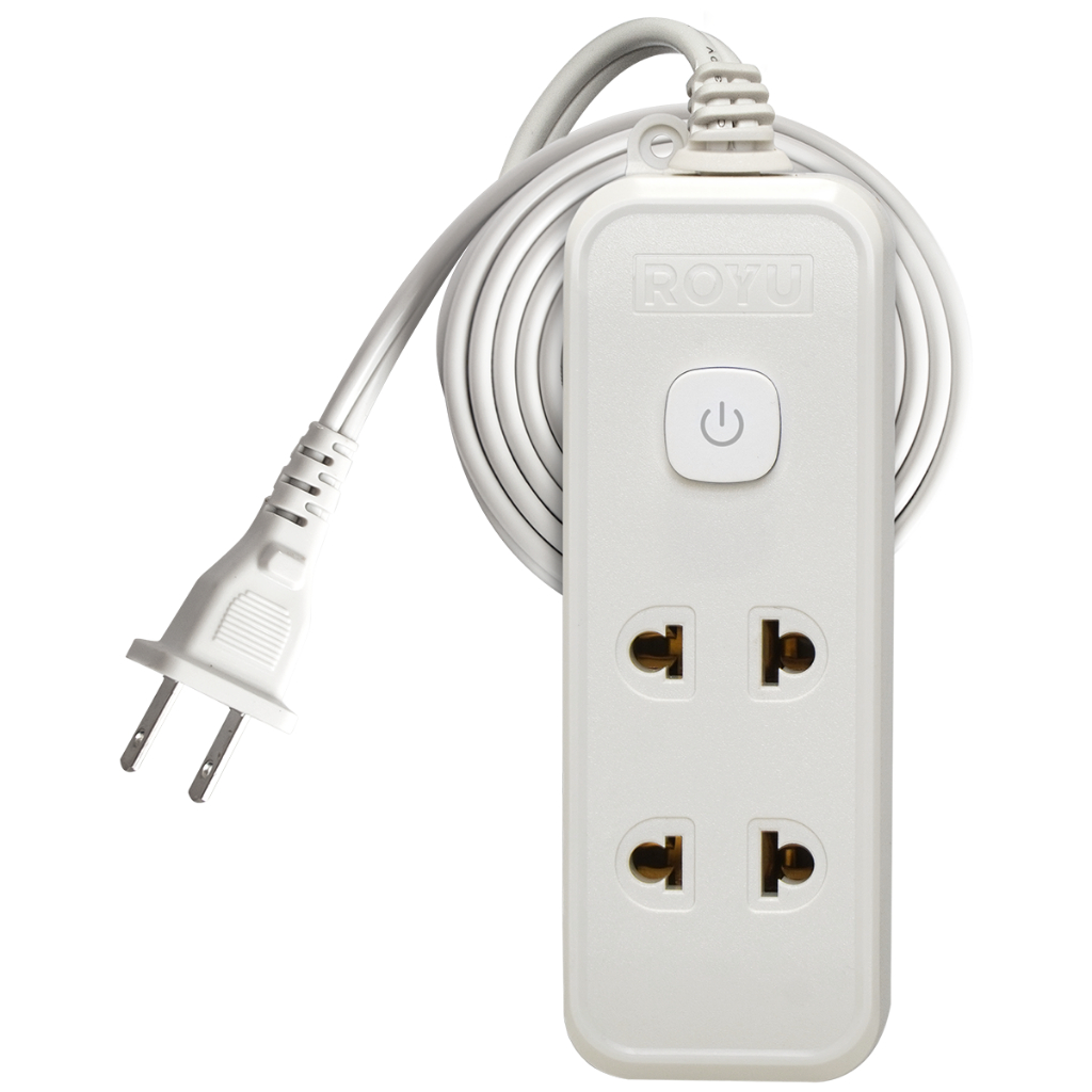 ROYU 2 Universal Outlet +1 Flat Pin Extension Cord with Push Button ...