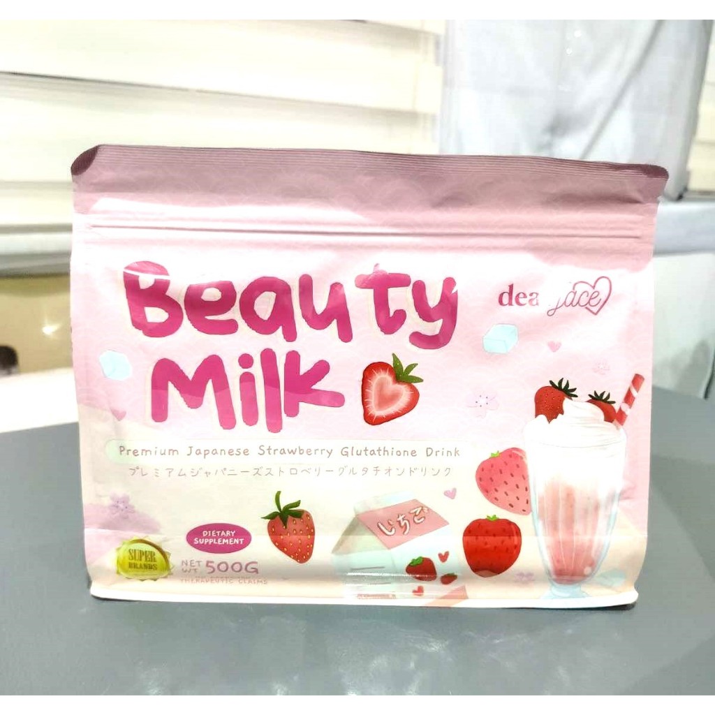 Dear Face Beauty Milk 500g - Premium Japanese Strawberry Glutathione &  Melon Collagen Drink for Glow