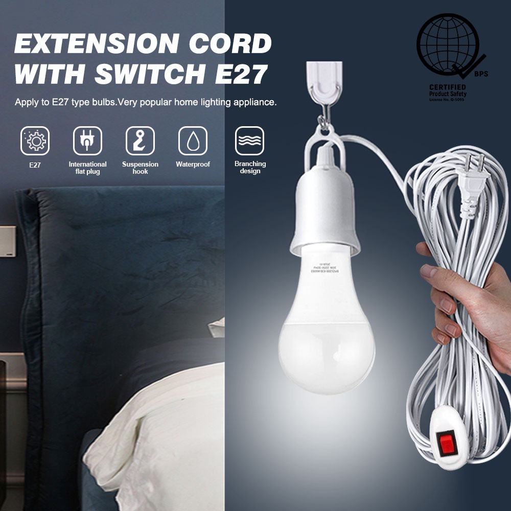 Centrix lamp holder with switch hook cord switch lamp socket extension