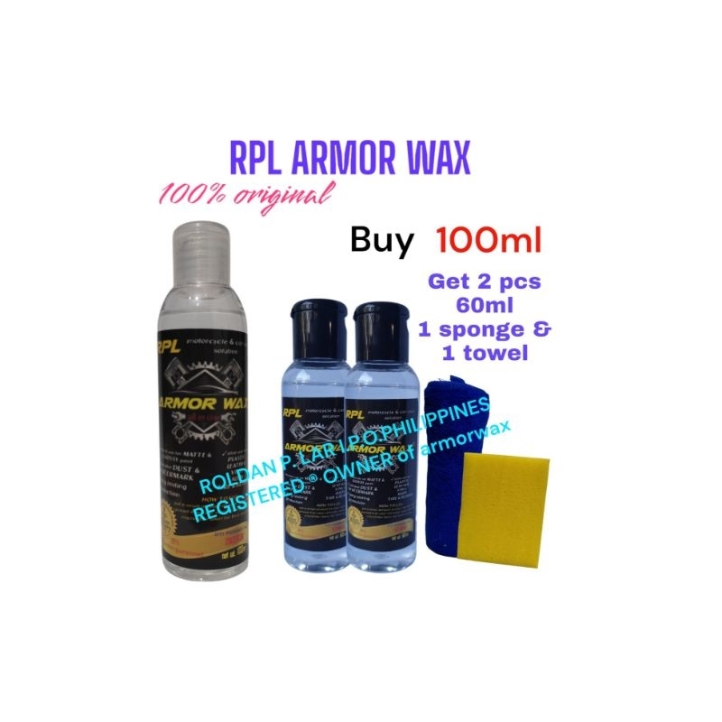 RPL ARMOR WAX 100ml Buy 100ml get 2 60ml RPL plus 1 sponge 1 towel ...