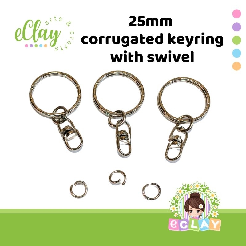 25mm CORRUGATED KEYCHAIN RINGS WITH SWIVEL 50pcs/100pcs | Shopee ...