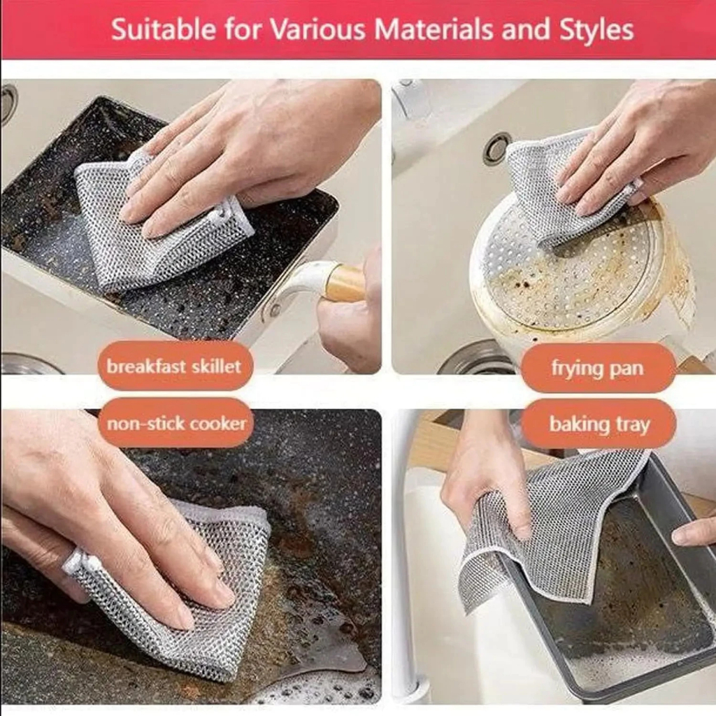 Multi-purpose Wire Cleaning Cloth Dishwashing Scrubber Non-Scratch Wire ...