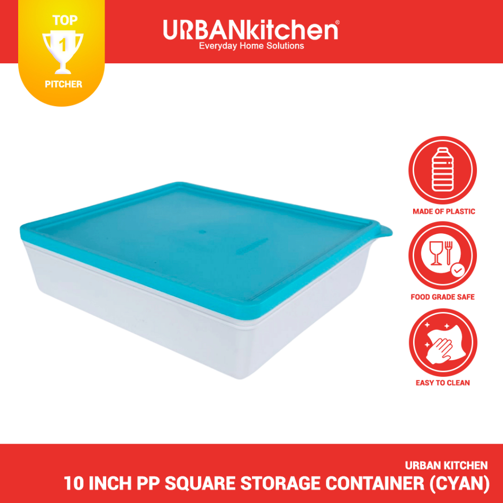 Urban Kitchen 10 inch PP Square Storage Container Cyan | Shopee Philippines