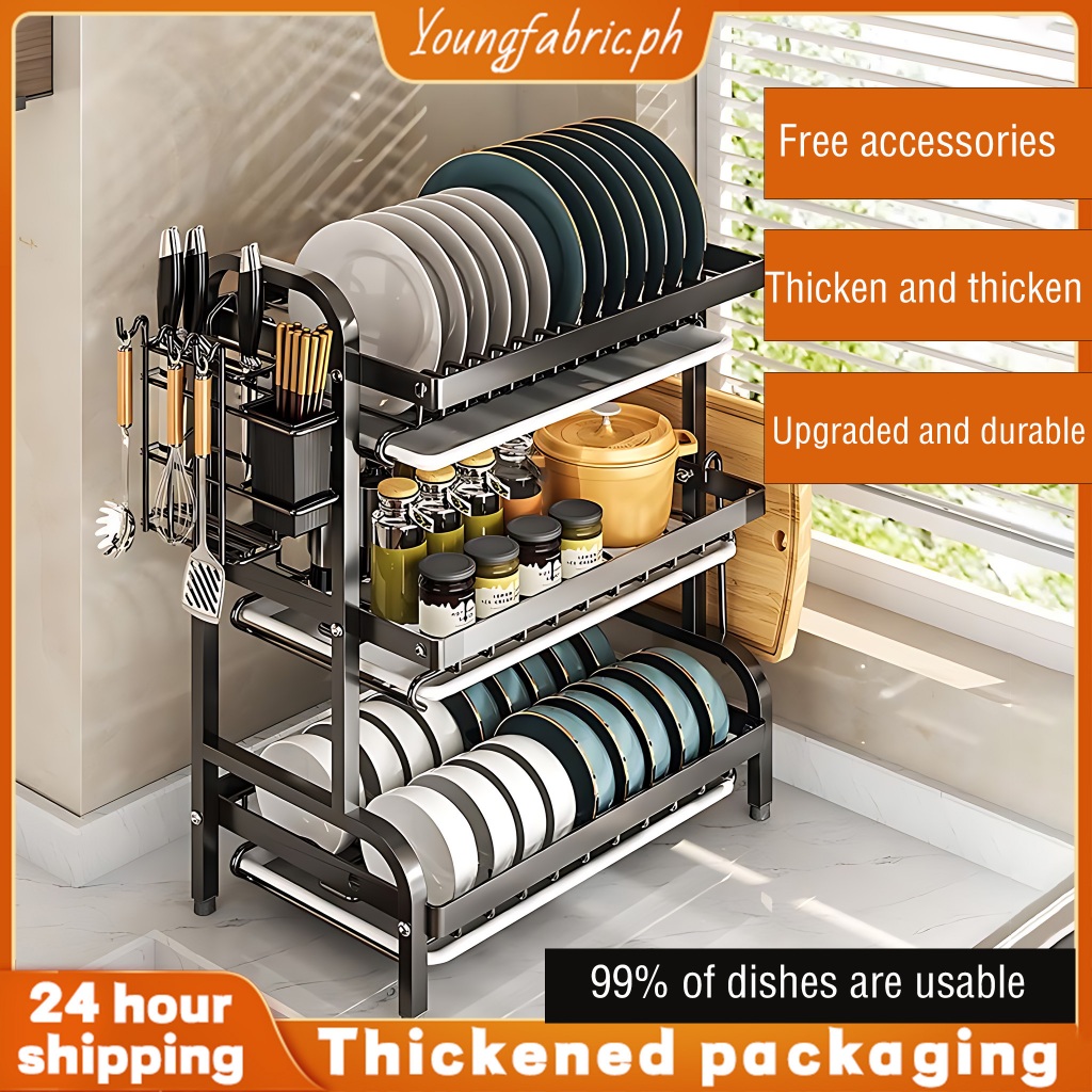 COD 2/3 layer Dish Rack Dish Drainer Plate Organizer Kitchen Organizer ...