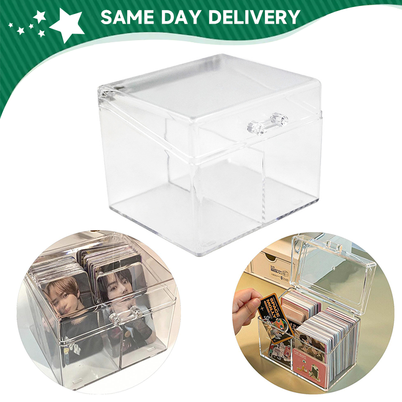 1pcs Acrylic Photocard Storage Box with 2 Grids Postcard Game Cards ...