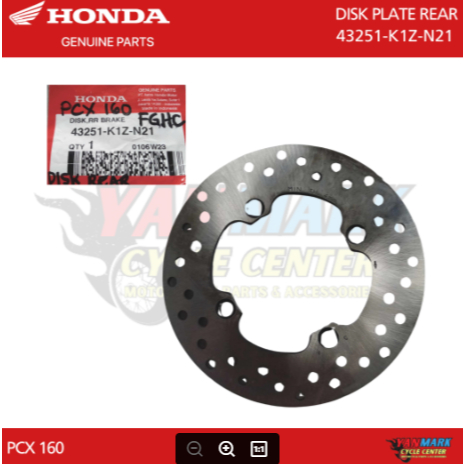 ORIGINAL HONDA - DISK PLATE REAR - PCX 160 - 43251-K1Z-N21 | Shopee ...