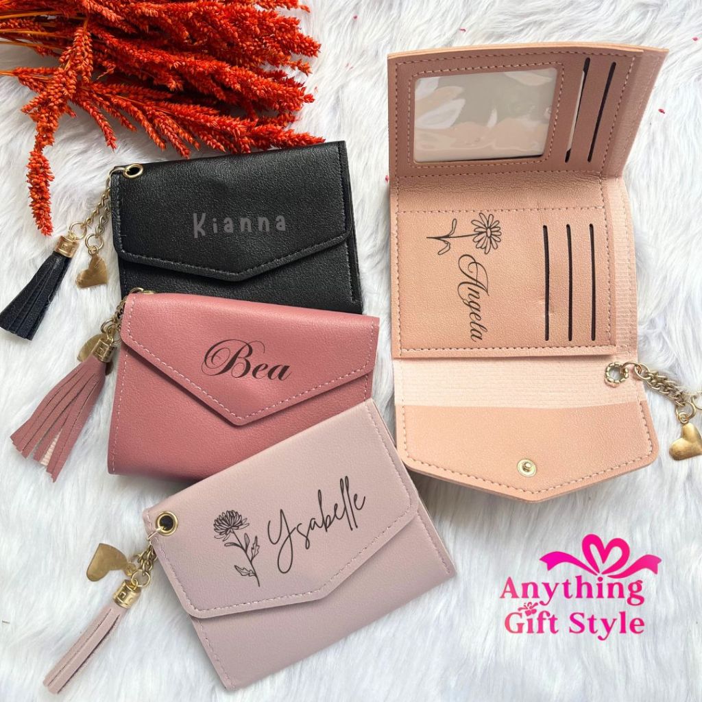 Personalized Short Leather Wallet w/ tassel Tassel Gifts For Her, Mom  Bridesmaids Souvenirs