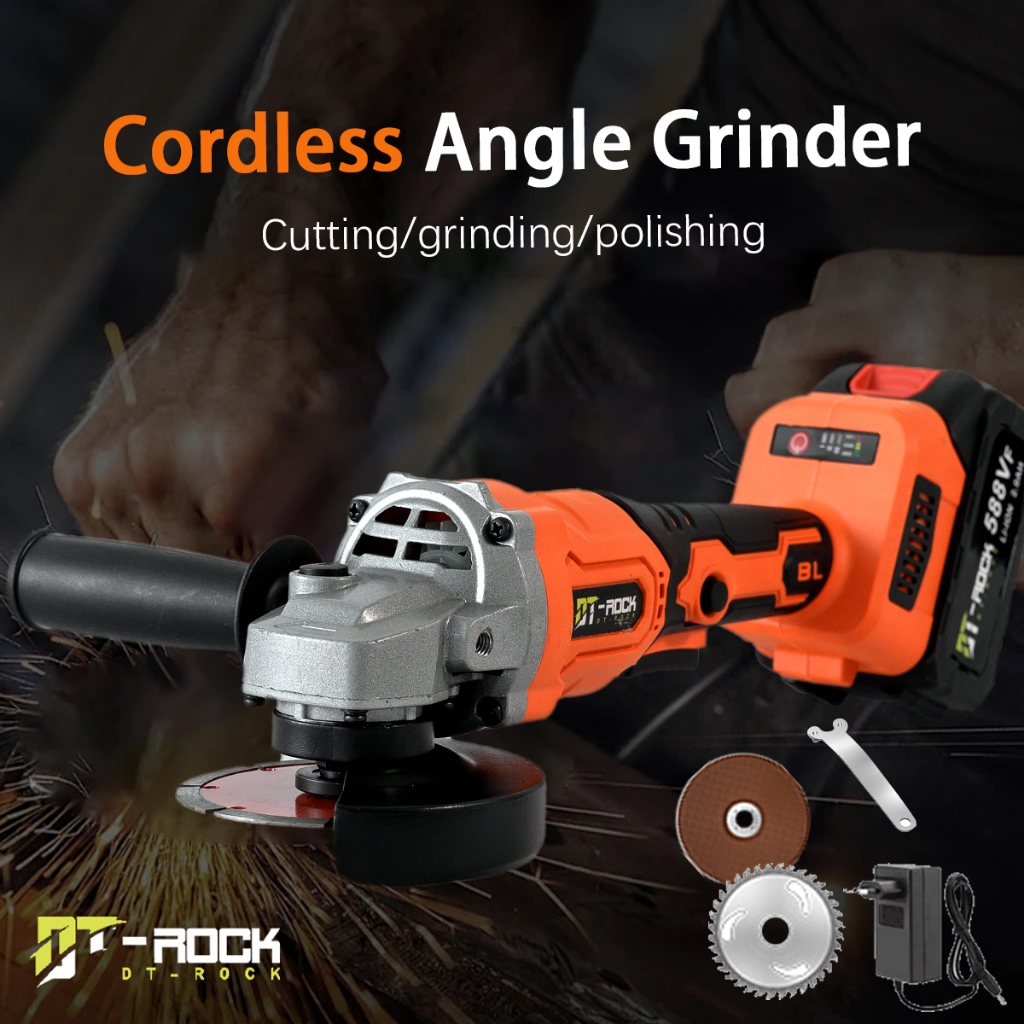 DT-ROCK Cordless Angle Grinder Tools Grinding Disc Portable Wireless ...