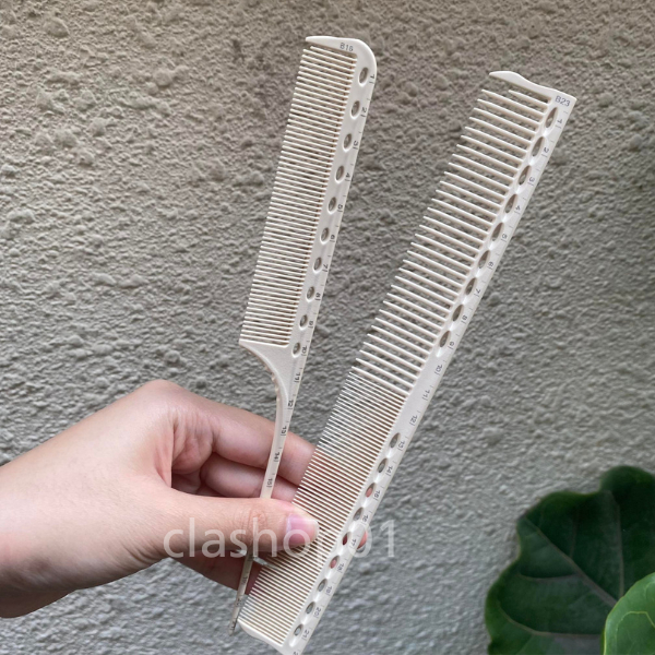 Beauty Salon Professional Measuring White Barber Straight and Tail Comb ...