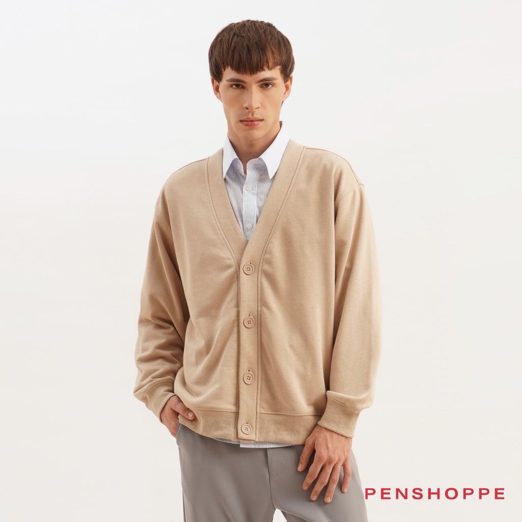 Penshoppe Dress Code Relaxed Fit Cardigan For Men (Sand) | Shopee ...