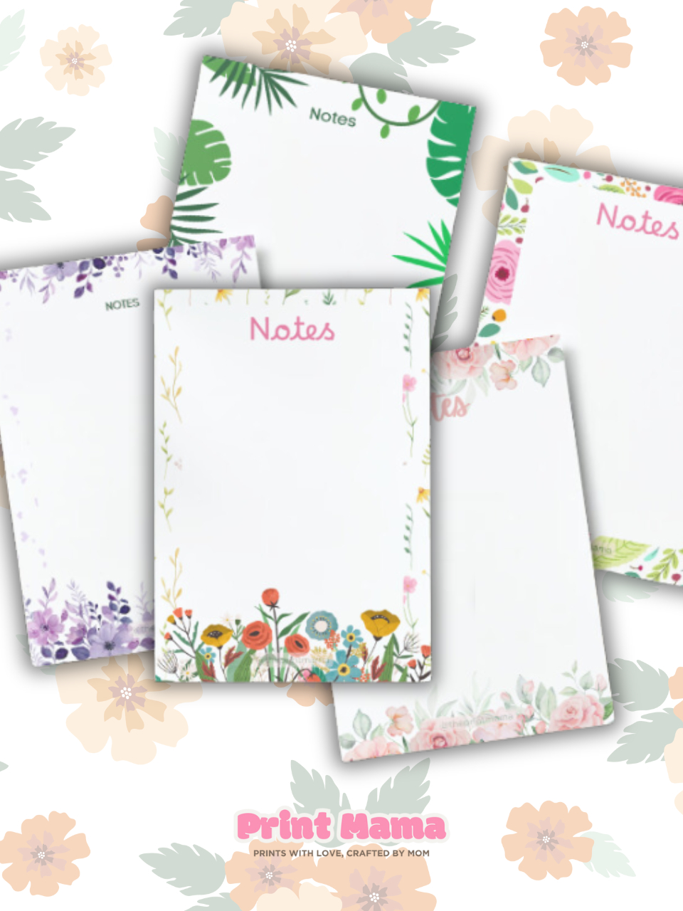 Floral Notepad | Memo Pad | Flower Design Notes | Personalized Notepad ...
