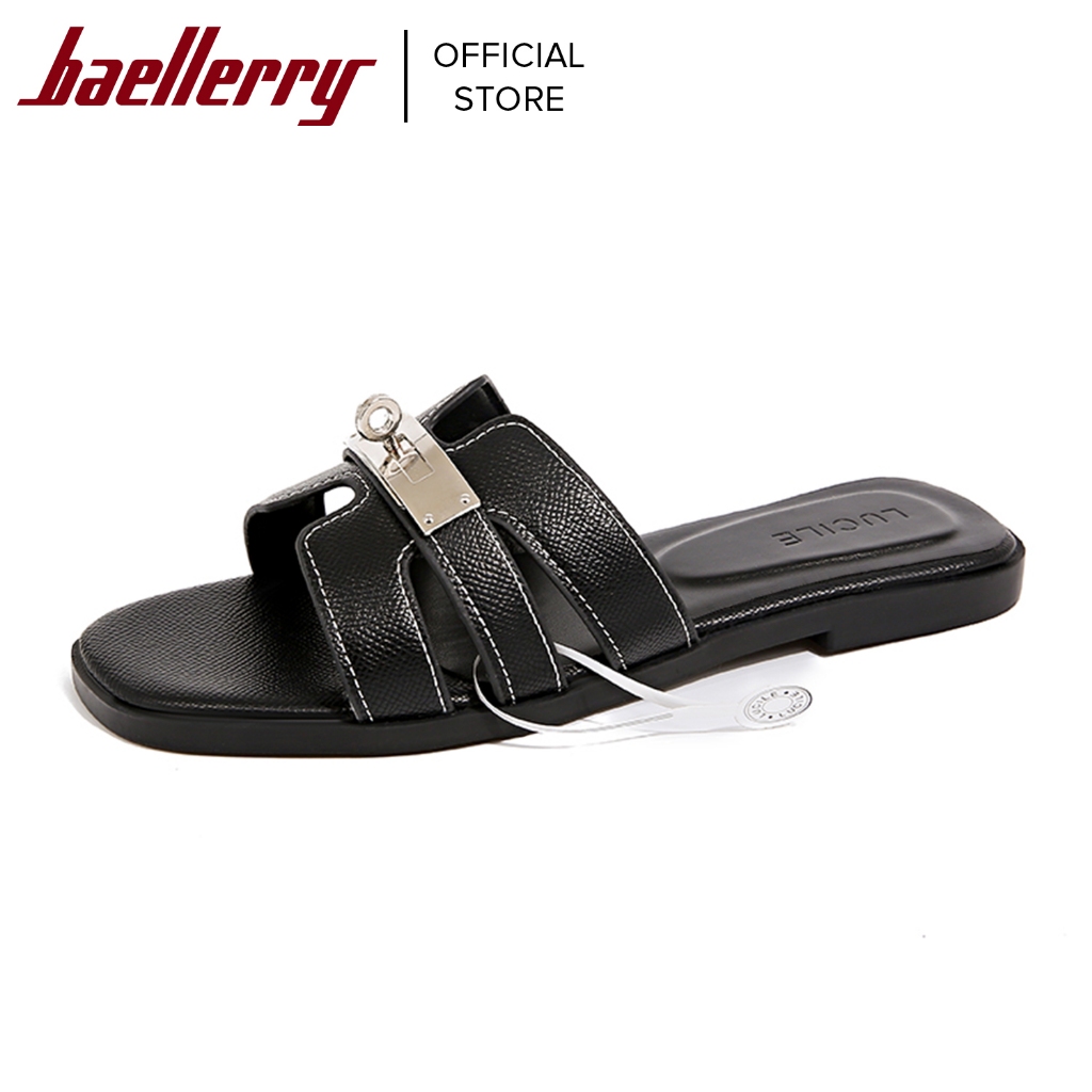 Lucile New High Quality Silver Tone Hardware Flat Sandals Slippers Shoes  For Women