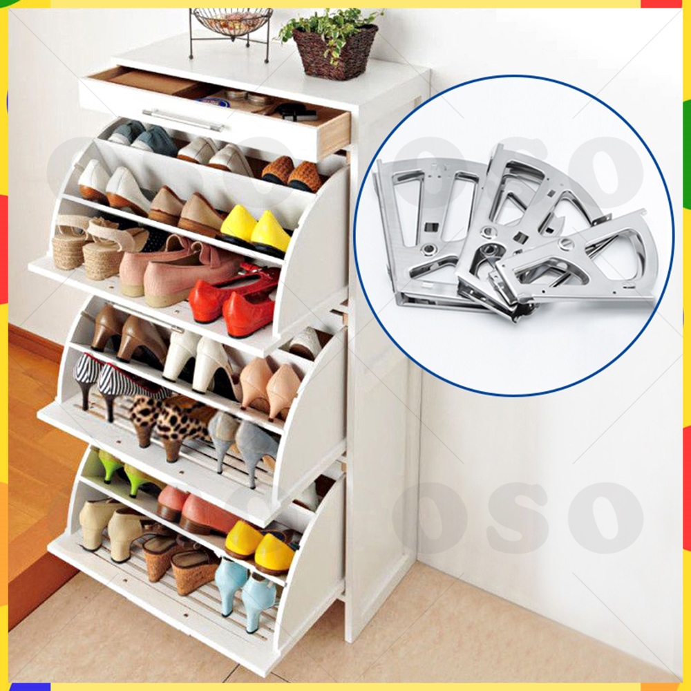 2Pcs/Kit Shoe Cabinet Hinges Steel Material Shoe Rack Hinges Shelf Flip ...