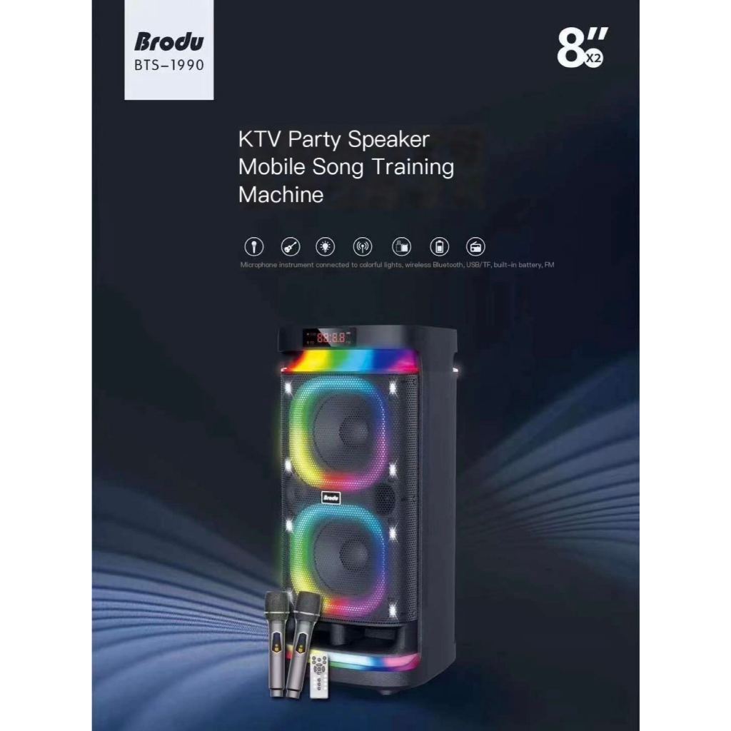 BTS-1990 Brodu Bluetooth Karaoke Speaker With Free Dual Digital ...