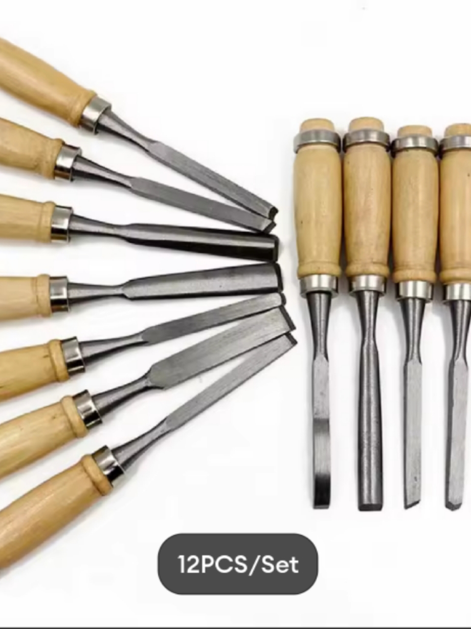 12Pcs/set Wood Carving Hand Chisel Tool Set Woodworking Professional ...