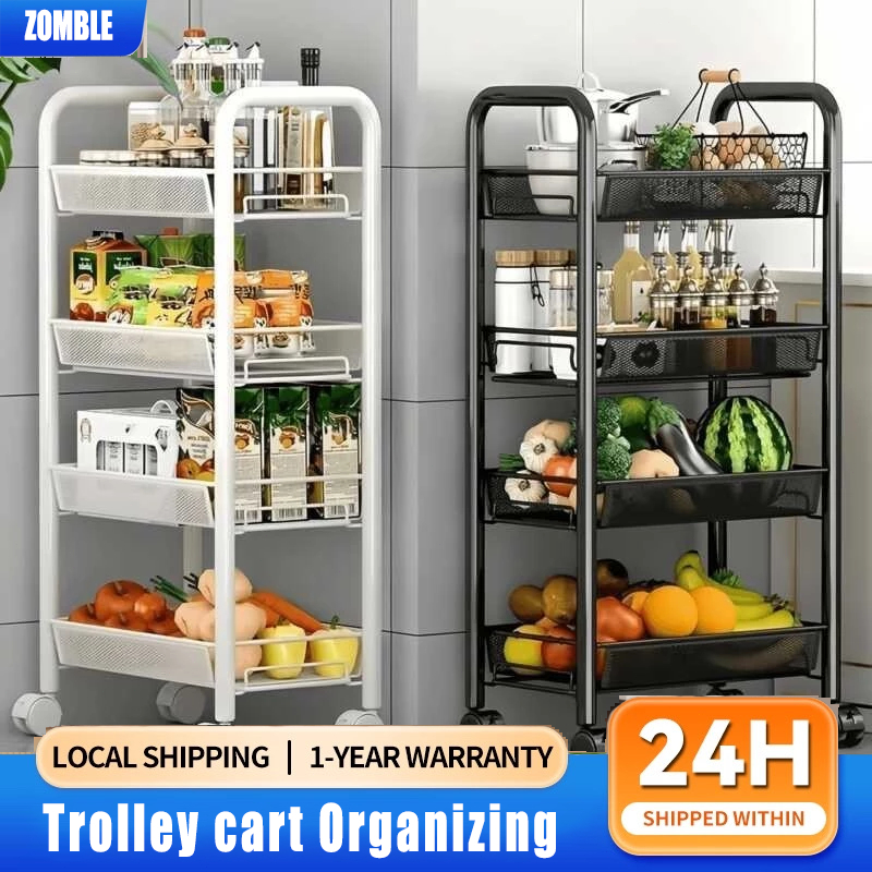 Trolley Cart Organizer Kitchen 3-5Tier Metal Rack Kitchen Organizer ...