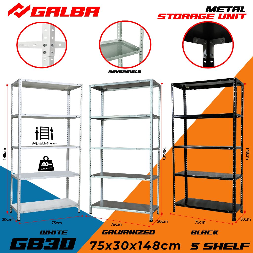 GALBA All Metal Storage Shelving GB Adjustable 5 Layer Steel Rack ...