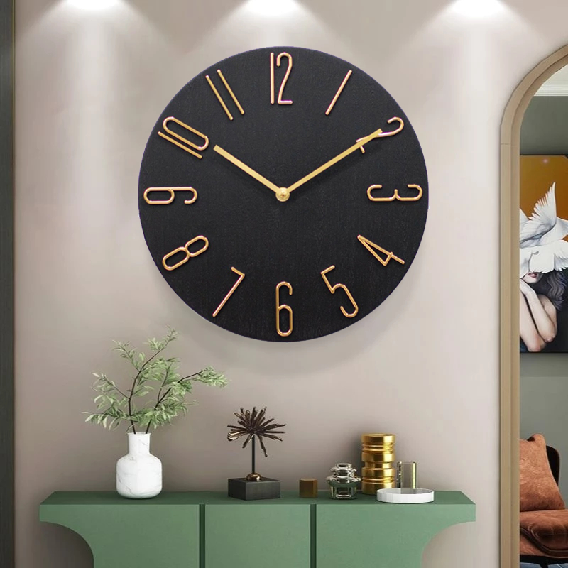 ZYFAB Vintage Wood Wall Clock, Transparent Acrylic Wall Clock Round Silent Wall Clock Battery Operated Non-Ticking Decorative Clock For Living Room Bedroom,B,30cm - View #11