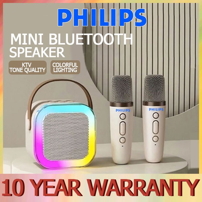 PHILIPS Mini Karaoke Wireless Speaker Bluetooth Microphone 3D Stereo ...