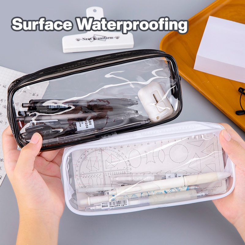 Rough Enough Clear Pencil Pouch Case Bag For Girls Boys Kids Adults School Office Stationary Pencil Organizer Art Supplies - View #6