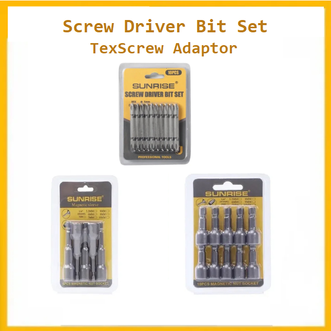 CLY Screw Driver Bit Set Tex Screw Adaptor Sunrise High Quality Screw ...