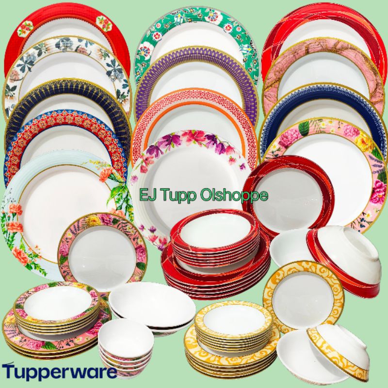 Tupperware Melamine Dinner (26cm) Small Deep Plates (20cm)