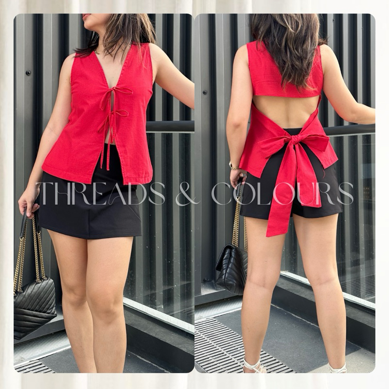 Threads & Colours | STACEY | Ribbon Front Backless Ribbon Back Coquette ...