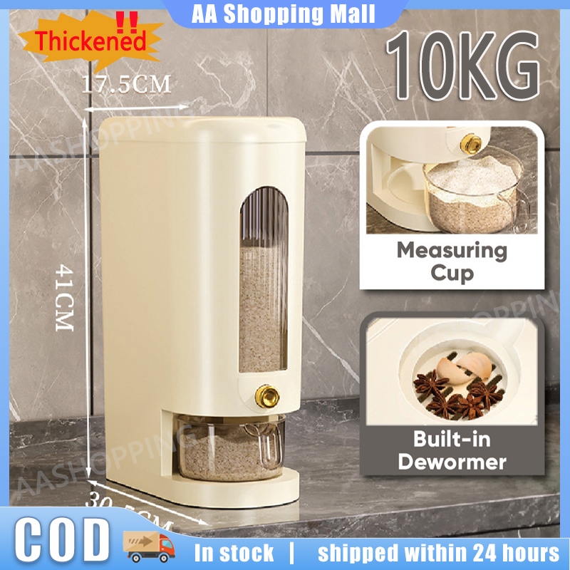 [24h Ship] Rice Dispenser 10KG Rice Storage Box Dust-proof Rice Bucket ...