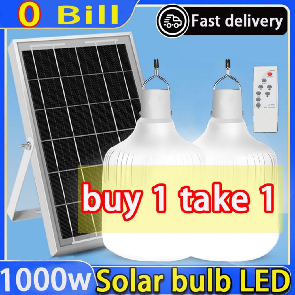 1000W LED Solar light bulb waterproof outdoor light for Camp Tent Night ...