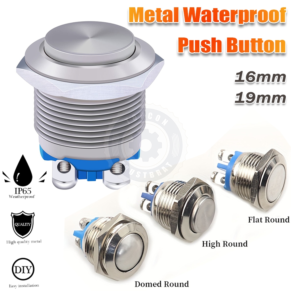 1pcs New 16mm 19mm 2A/36V DC Metal Waterproof Push Button Momentary ...