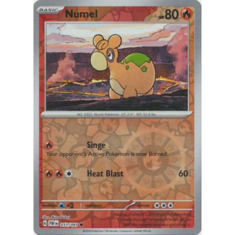 Pokemon Card, Numel 011/091, Common Reverse Holo. (ENGLISH TYPE ...